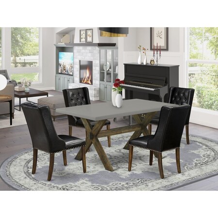 East West Furniture 5 Piece X-Style Kitchen Table Set - Distressed Jacobean X796FO749-5